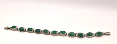 Mexico Malachite Sterling Bracelet Vintage 7  • $34.95