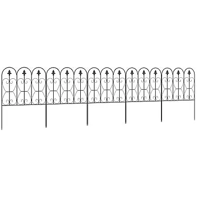 Outsunny 5PCs Decorative Garden Fencing Metal Border Edging • £58.99