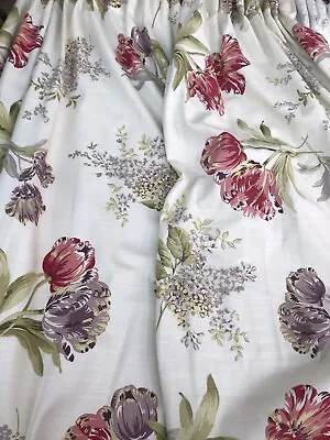 £20 • Buy Pair Dunelm Mill Shabby Chic Floral Tulips Curtains Cotton W45” D54” (B)