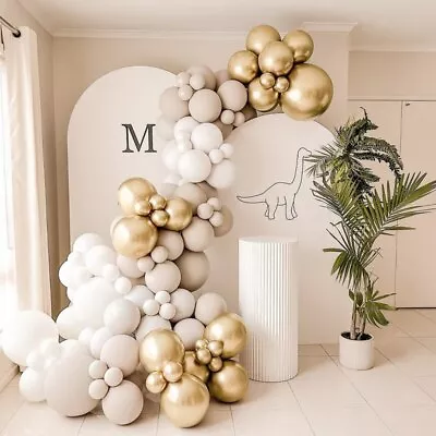 White Beige Balloon Garland Arch Kit Rustic Wedding Balloon Cream Gold Birthday  • $25.28