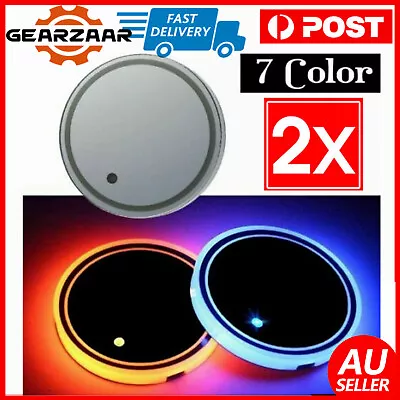$15.99 • Buy 2X RGB LED Car Cup Holder Light Solar Cover Trim Bottom Bottle Pad Universal AUS