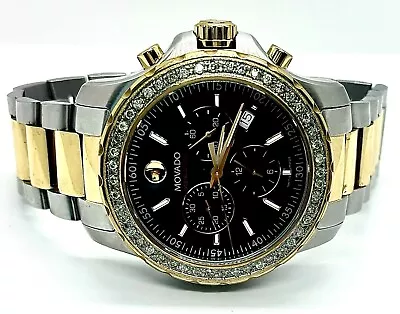 MOVADO MEN'S Series 800 TWO TONE CHRONOGRAPH DIAMOND Watch #69 • $1250