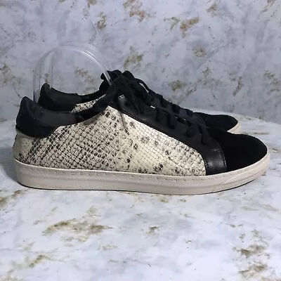 Crevo Men's Size 11M Shoes White Black Suede Snakeskin Low Top Casual Sneakers • $20