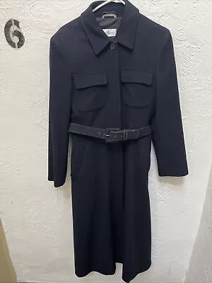 Max Mara Navy  Belted Cashmere Wool Coat US 8 • $150
