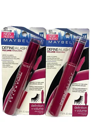 2 Maybelline Define A Lash Volume 821 Very Black 0.22oz Ea Mascara Scuffed Box • $18.98