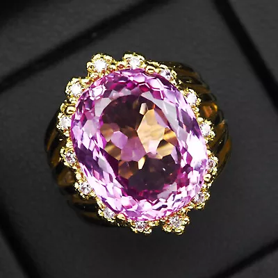 Pastel Pink Sapphire Oval Rare 19.70Ct 925 Sterling Silver Handmade Gold Rings • $39.99