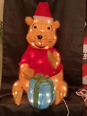 DISNEY WINNIE THE POOH CHRISTMAS HOLIDAY Lighted Tinsel Yard Ornament • $50