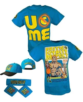 John Cena Mens Blue Throwback Costume Hat T-shirt Wristbands • $56.99