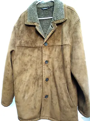 Vintage WEATHERPROOF Brown Micro Suede Sherpa Lining Size XL Button Front • $34.98