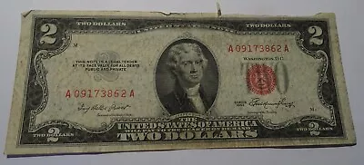 1953 Two Dollar Bill - Well Circulated ($2) Red Seal • $4