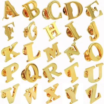£2.62 • Buy Fashion Gold Letters Brooch Pin Name Initial Capital Brooches Party Suit Pins
