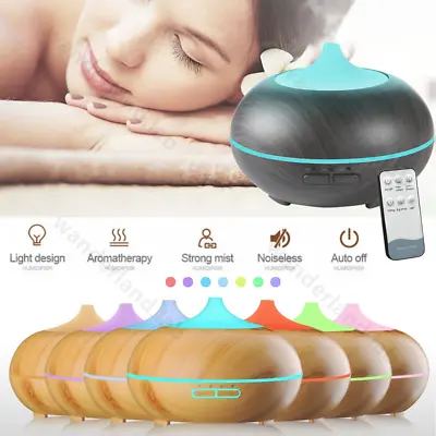 LED Wood Grain Aroma Humidifier Essential Oil Diffuser Air Purifier Ultrasonic • £12.99