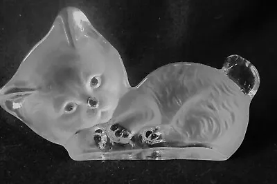 Vintage Viking Glass Clear Frosted Kitten Cat Bookend Paperweight Figurine 6  • $24.95