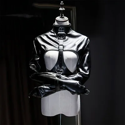 $36.89 • Buy Female Open Breast Cupless PU Leather Strait Jacket Top Women Straight Jacket
