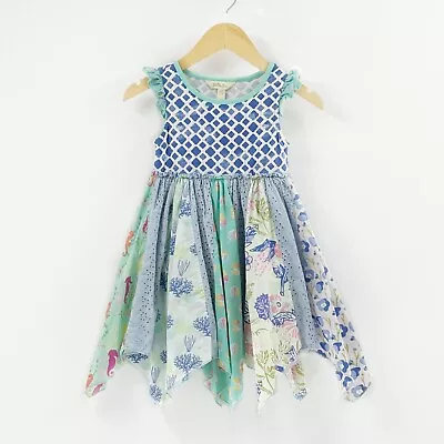 Matilda Jane Girls 4 Handkerchief Dress Seahorse Cutie Eyelet Summer • $19.99