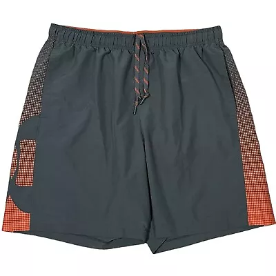 Under Armour Men's Athletic Shorts Orange Gray Logo Drawstring XL • $10