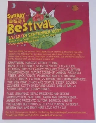 Isle Of Wight Bestival Festival 2009 A3 Poster Elbow Massive Attack • £10.99