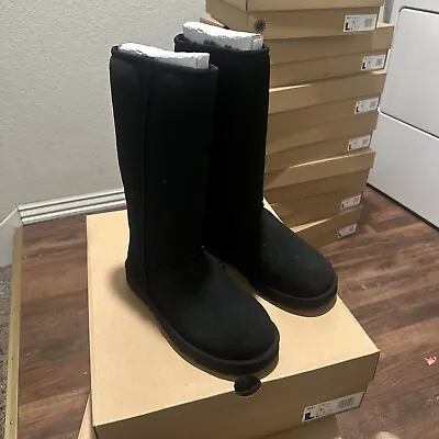UGG Classic Tall II 2 Black Water-resistant Suede Sheepskin Boots Size 7 Women • $159.99