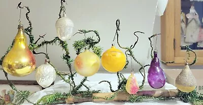 Fruit Vegetables Nuts. Seven Ealier German Glass Ornaments. • $0.99