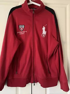 Vtg Polo By Ralph Lauren Track Jacket Full Zip Long Sleeve Big Pony Red Mens XXL • $75