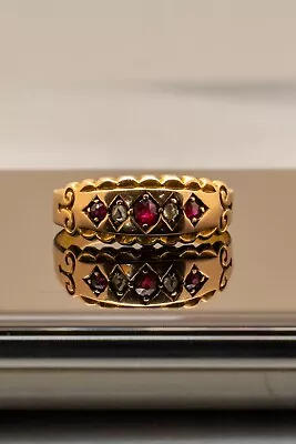 Victorian 15ct Gold Ruby And Diamond Ring Fully Hallmarked Chester 1894 • £195