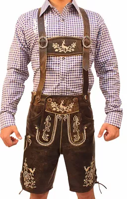 Bavarian Men's Oktoberfest Lederhosen Trachten Short Lederhosen Wild Brown • $69.99