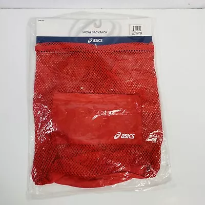 ASICS Mesh Backpack Red Cardinal Beach School Gym Zip Pocket Clinch Closure Logo • $33.14