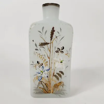 Vintage Handpainted Glass Perfume Barber Shop Bottle Floral - 5 3/4  • $34.95