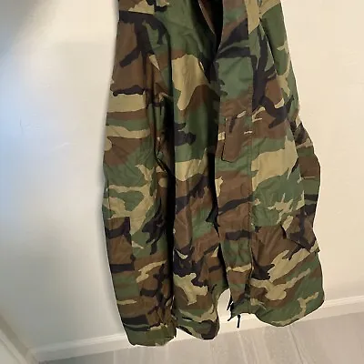 US Military Woodland Camo Gor-Tex Parka Jacket Cold Weather Size Large Long • $69