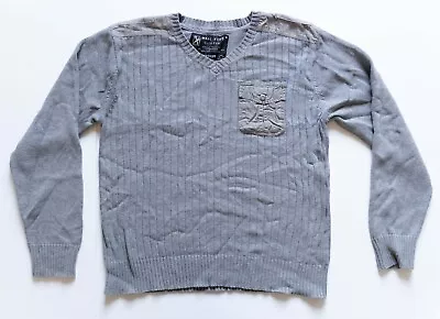Marc Ecko Sweater Men's Medium Gray V-Neck Cut & Sew Knit Pullover Casual  • $14.99