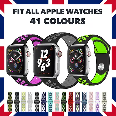 For Apple Watch Nike Strap Silicone Sport Band 38 40 42 44 45mm SE 7 6 5 4 3 • £3.99