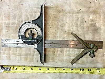 Brown & Sharpe 12  Ruler Square Protractor.   Used.  Vintage Machinist Tool • $90