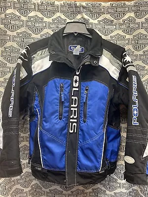 Polaris Racing Blue Snowmobile Jacket Insulated Size Large Zip Up • $20