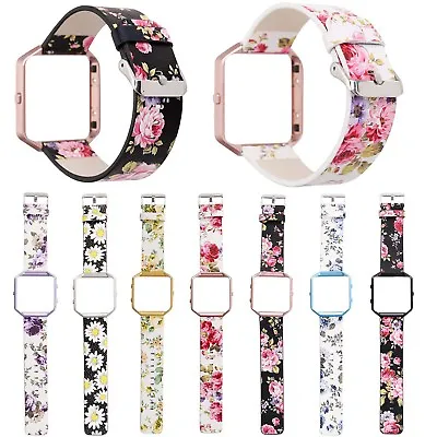 $22.74 • Buy 23mm Daisy Flower Band Genuine Leather Strap Metal Bumper Cover For Fitbit Blaze