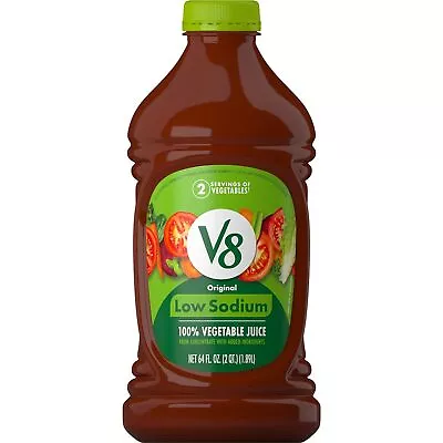 V8 Low Sodium Original 100% Vegetable Juice With Vitamins Low Sugar 64 Fl Oz • $8.99