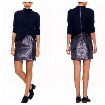 J.Crew Shirttail Mini Sequin Skirt Navy Size 6 • $64