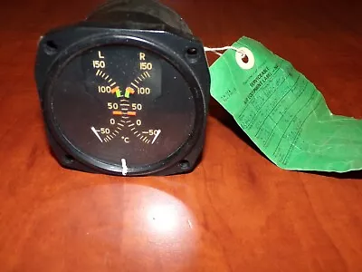 Vintage Military Aircraft Dual Oil Temp Gauge AN5795-6 The Electric Auto-Lite Co • $50