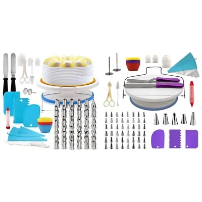 106 Pcs Cake Decorating Supplies Kit With Rotating Turntable Stand Icing Tips • £29.03