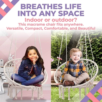 £20.99 • Buy Perfect Hanging Hammock Rope Swing Chair Macrame Soft Seat Outdoor Indoor Garden
