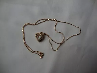 VINTAGE 1980s OPENWORK GOLD PLATED HEART CZ & OPAL PENDANT W/ CHAIN SPRING CLASP • $7.99