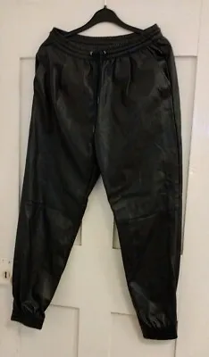 Zara Black Faux Leather Trousers Size Small • £8