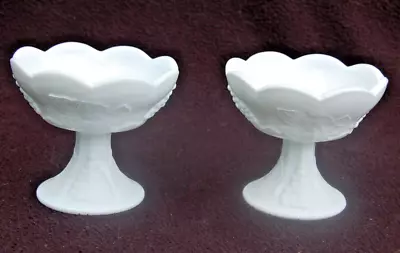 Pair Of Milk Glass Candle Holders ~ Indiana Harvest Grape ~ Vtg. • $16.95