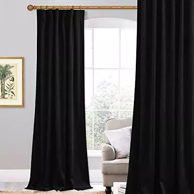 Black Velvet Curtains 120 Inches Long - Extra Long High Ceiling Backdrop Curtain • $46.05