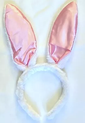 Pink White Fabric Easter Bunny Rabbit Ears Ear Hen Party Headband Fancy DressNEW • £3.39