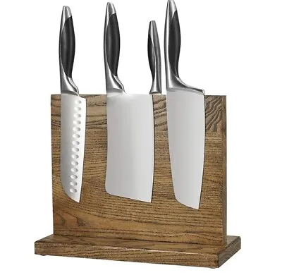 Magnetic Knife Block Wood Knives Storage Holder Double Side Magnet Magnetic Knif • $36