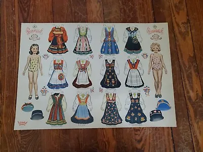 UNCUT Sheet Vintage DAMM Norway Paper Dolls BUNAD Paper Dolls And Outfits • $19.99