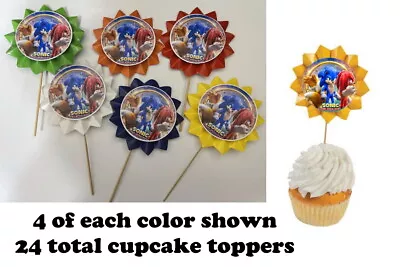 $12.50 • Buy 24 SONIC The HEDGEHOG Cupcake Toppers - Birthday Party CAKE DECORATION
