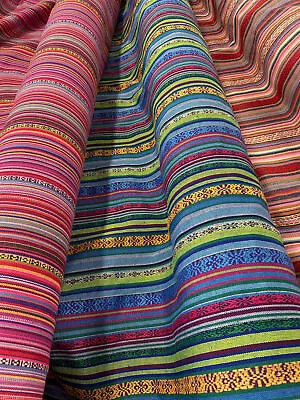 Mexican Stripes Fabric By The 1/2 Metre* Rhumba Fushia Salsa Blue Mambo Pink • £4.50