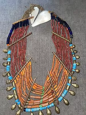 Nagaland Shield Bib Necklace Konyak Tribe Beads Of Paradise Naga 19th Century • $499