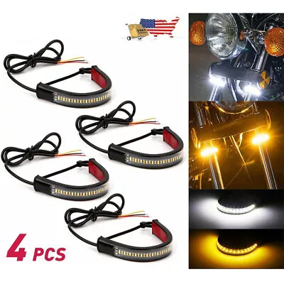 4Pcs Motorcycle LED Fork Turn Signals Strip Blinker Light For Harley Davidson HG • $18.50